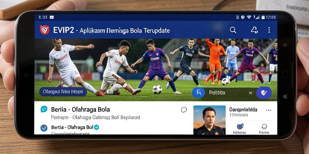 Tampilan antarmuka EVIP2 dengan berita olahraga bola terbaru.